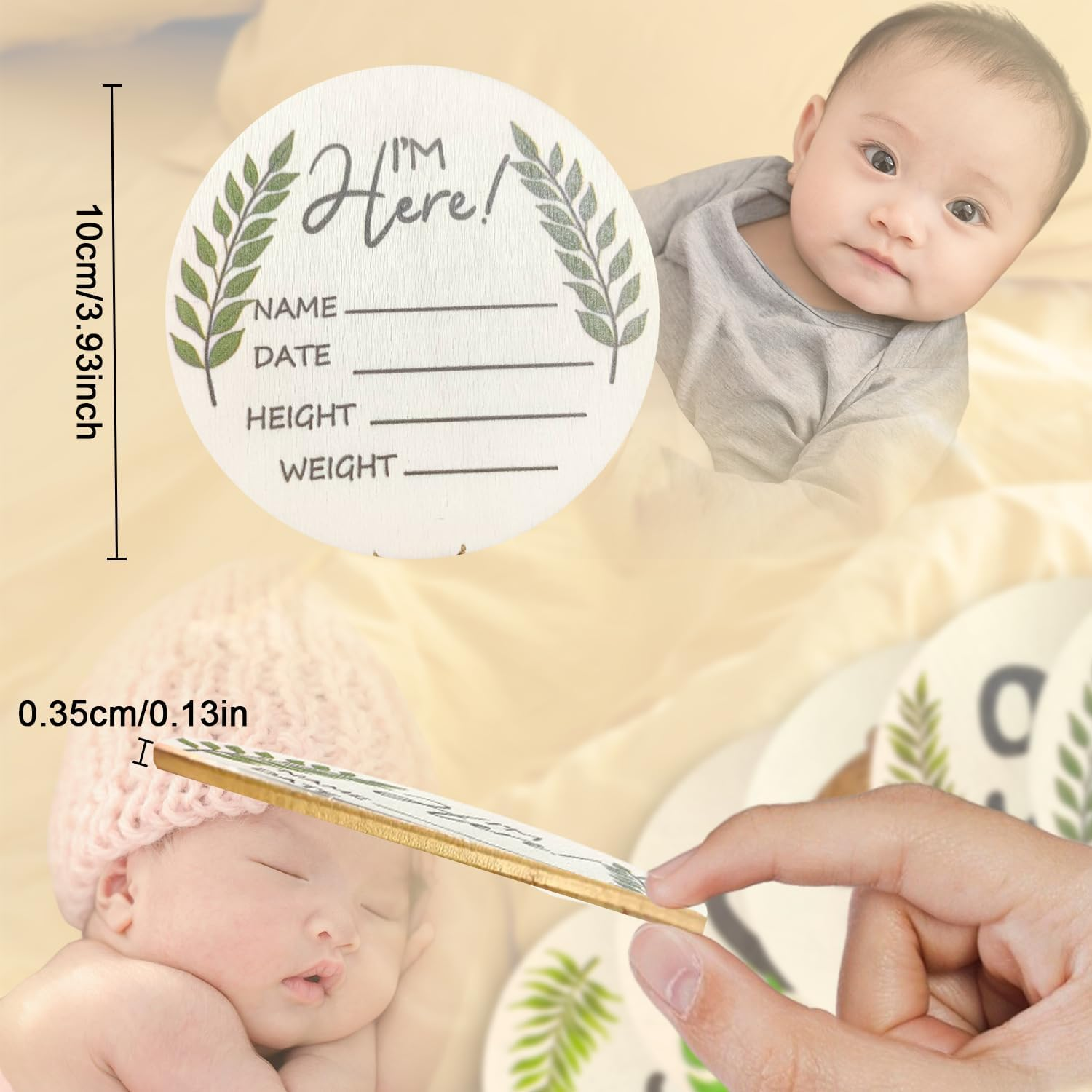 7 Pcs Baby Milestone Cards, Wooden Double-Sided Wooden Monthly Newborn Welcome Signs for New Parents Gift Set Newborn Infants 0-12 Months Growth Recording Y8YELCBKP image number 2