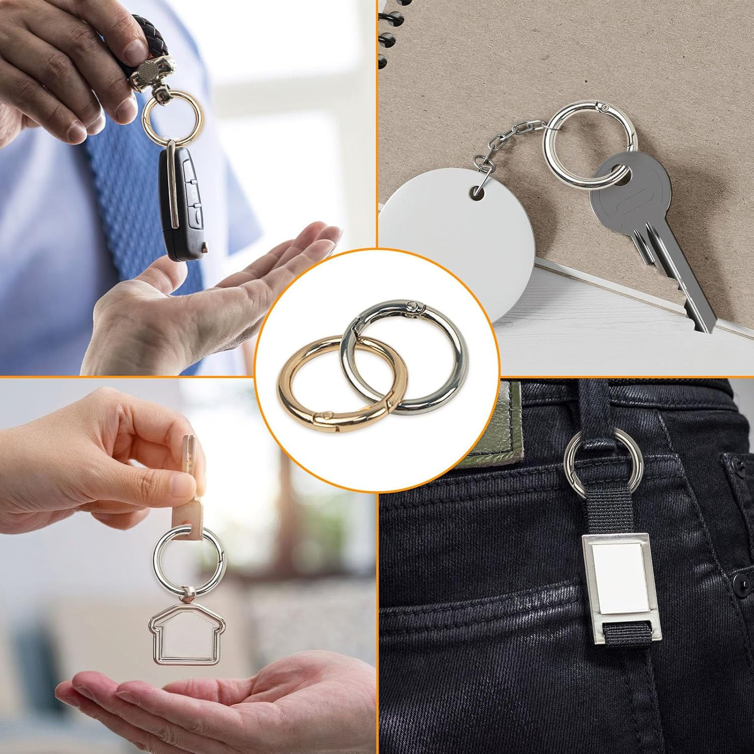 18 Pcs Spring O Ring Clasp Circle Carabiner Purse Rings for Straps Metal round Key Ring Keychain Clip Gold Silver (Colorful)