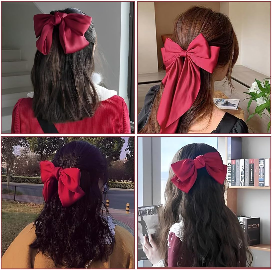 WUSJCOF 4Pcs Women Hair Bows French Big Bow Bow Hair Clip Hair Clips for Women image number 2