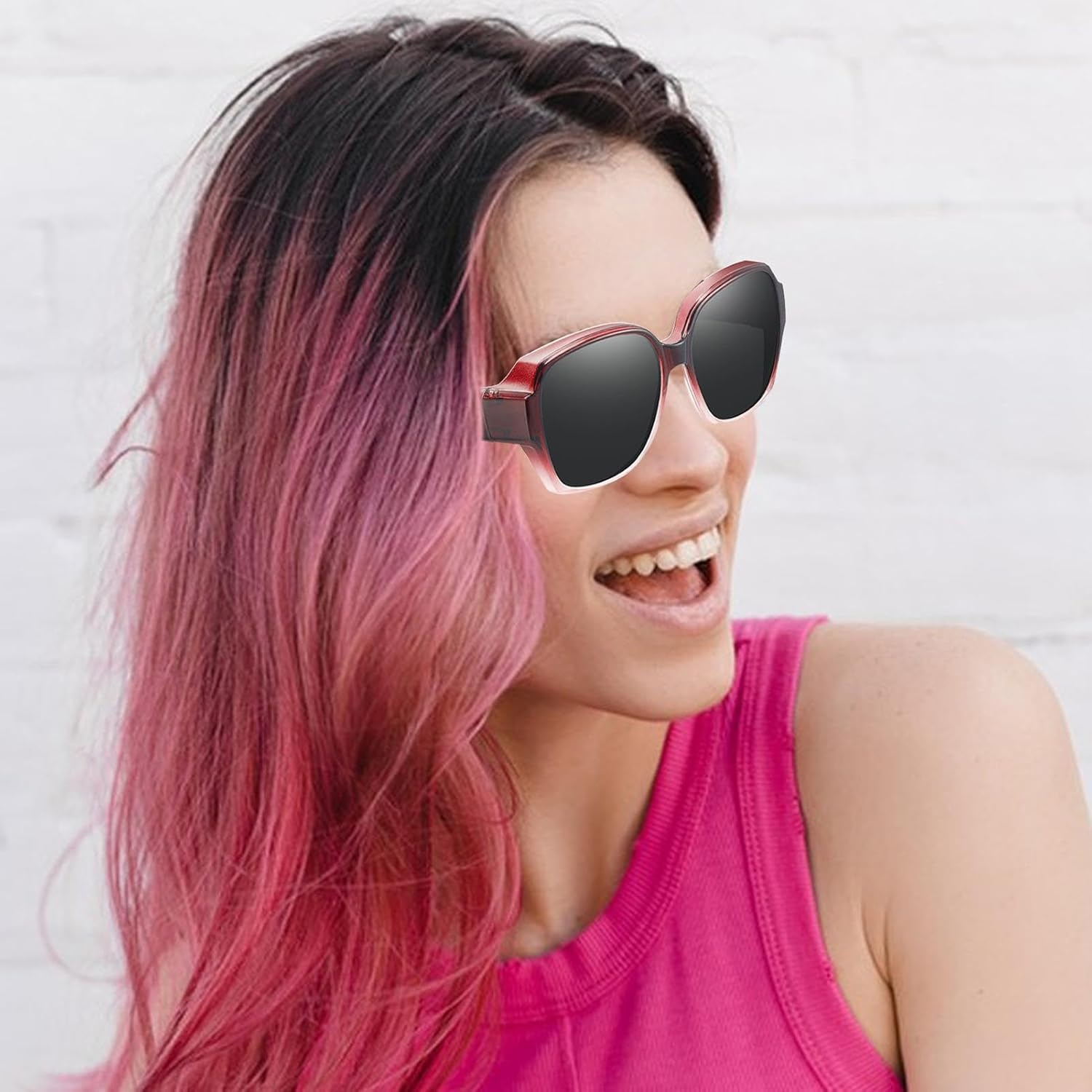 Polarized Fit over Sunglasses | Fit over Glasses Sunglasses Womens Oversized Sunglasses, Fitover Wrap around Eyewear for Men Women | Polarized Snap Shades Sunglasses, Lightweight image number 1