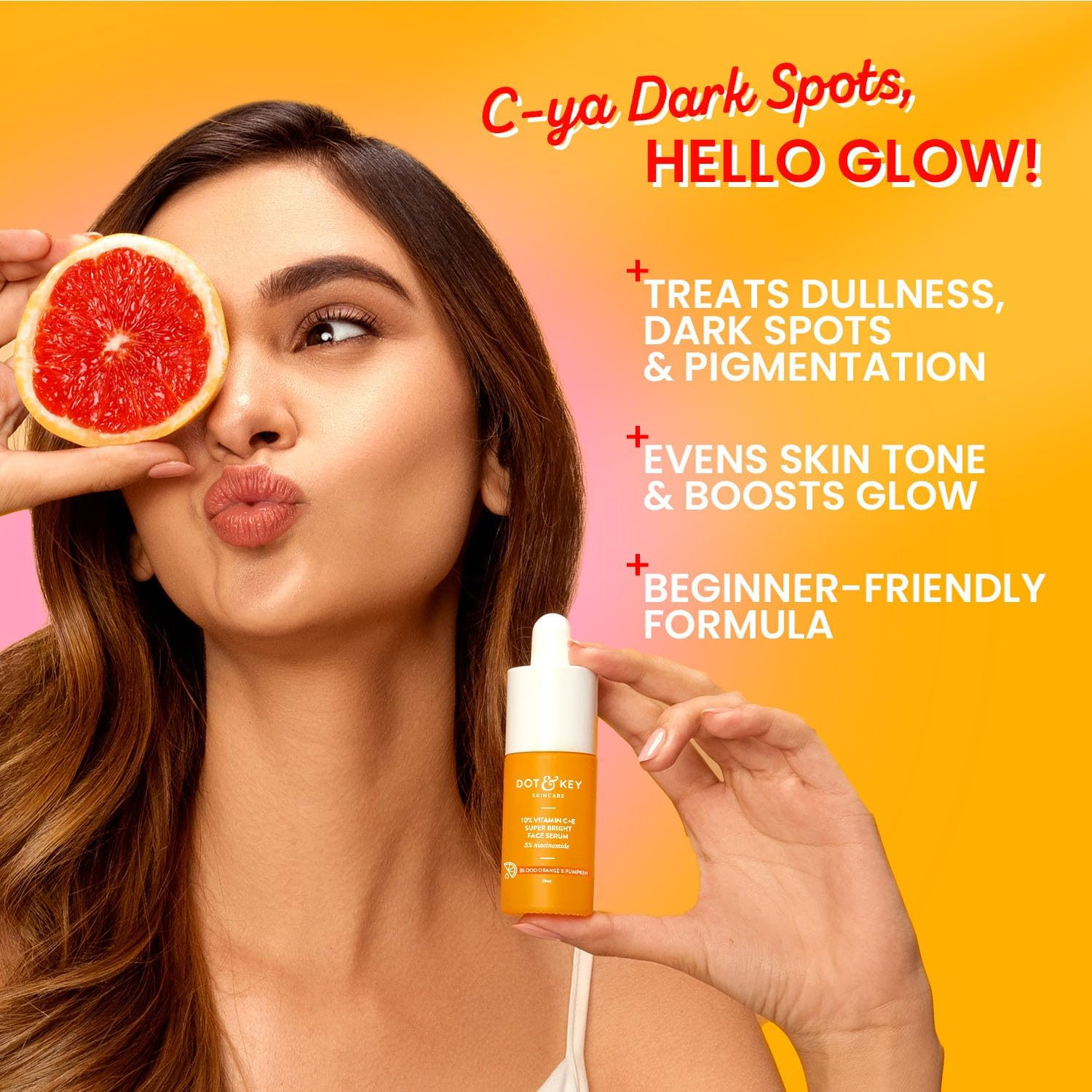 DOT & KEY Dot&Key 10% Vitamin C + E,5% Niacinamide Serum|Vitamin C Serum for Glowing Skin|Fades Pigmentation & Dark Spots|Vit C Serum with Blood Orange&Pumpkin|For Uneven&Dull Skin,All Skin Types|30Ml image number 2