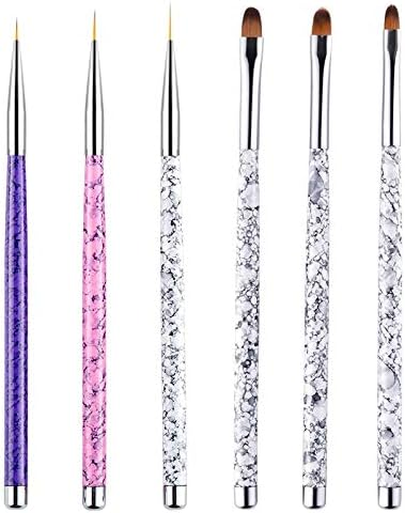 6Pcs/Set Marble Pattern Nail Art Painting Brush for Drawing Flower Pen Manicure Tools Zhengpingpai image number 1