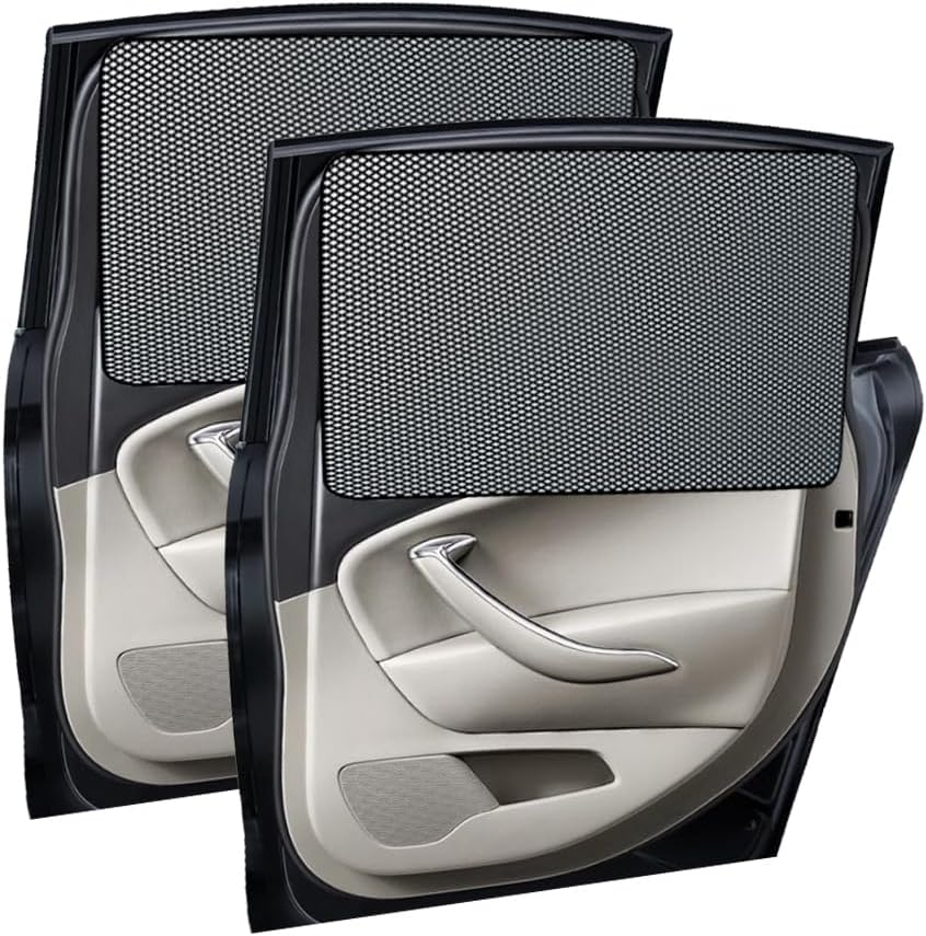 Skycabin 2 Pack Car Side Rear Window Sun Shades, 7D Reflective Carbon Fibre Mesh Side Window Car Shade for Protecting Kids&Children,Car Back Windows Cover for Car, Truck, SUV, Van