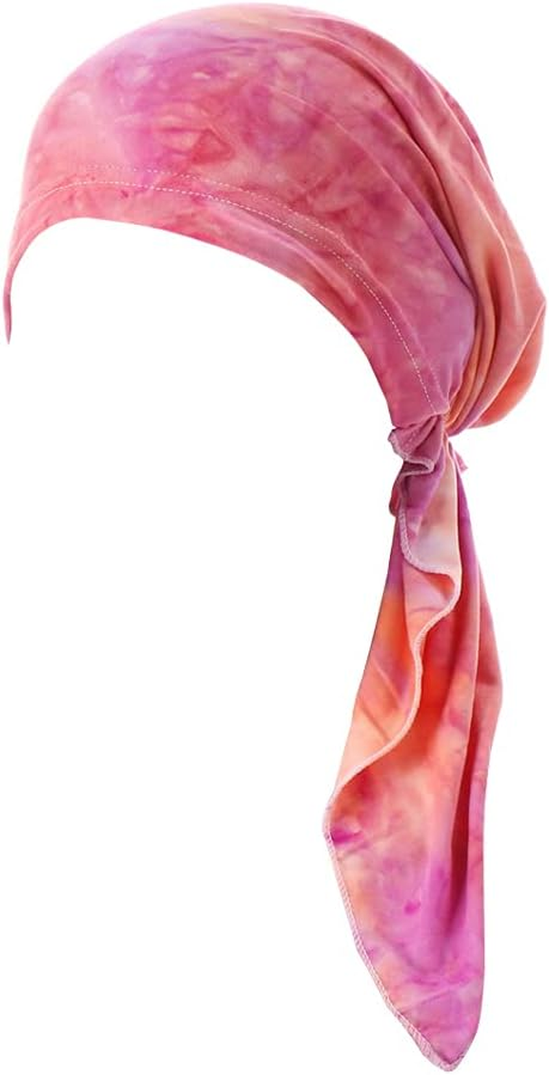 Fxhixiy Pre-Tied Bandana Turban Hat Chemo Cancer Headscarf Headwraps Headwear for Women Hair Cover Hat image number 4