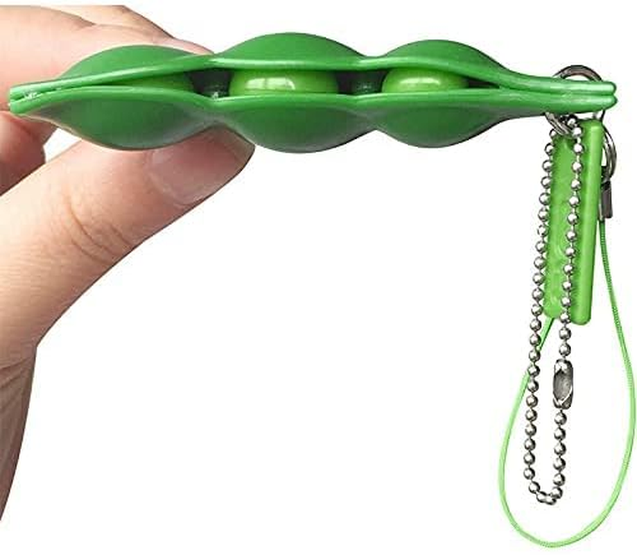 12PCS Squeeze Bean Keychain Fidget Toys for Skin Picking, Pea Pod Sensory Fidget Toys,Anti-Anxiety,Party Favor Toys image number 3