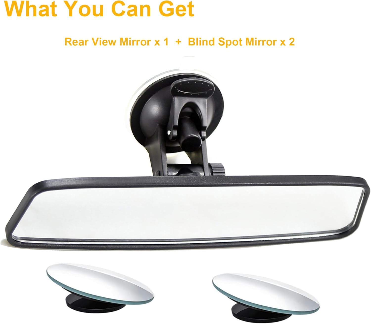 KITBEST Rear View Mirror, Rearview Mirror with Suction Cup, Universal Car Interior Rear View Mirror (360 Degree Adjustable Angle), Wide Angle Car Mirror (Bonus 2 PCS Blind Spot Mirrors) image number 6