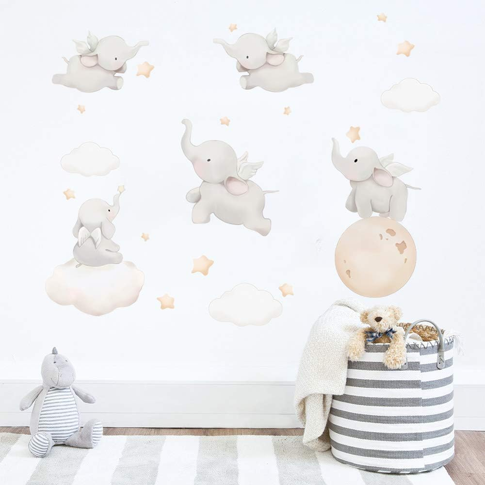 Runtoo Elephant Wall Decal Kids Animals Art Wall Stickers Baby Nursery Bedroom Space Wall D&eacute;cor image number 2