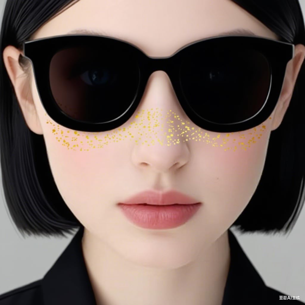 6 PCS Glitter Freckles Face Tattoo Stickers &ndash; Sparkle Freckles Makeup Patches, Face Glitter Glow up Temporary Tattoos for Cheek, Body &ndash; Shimmery Cosmetic Decals for Festival, Party (Golden-02) image number 5