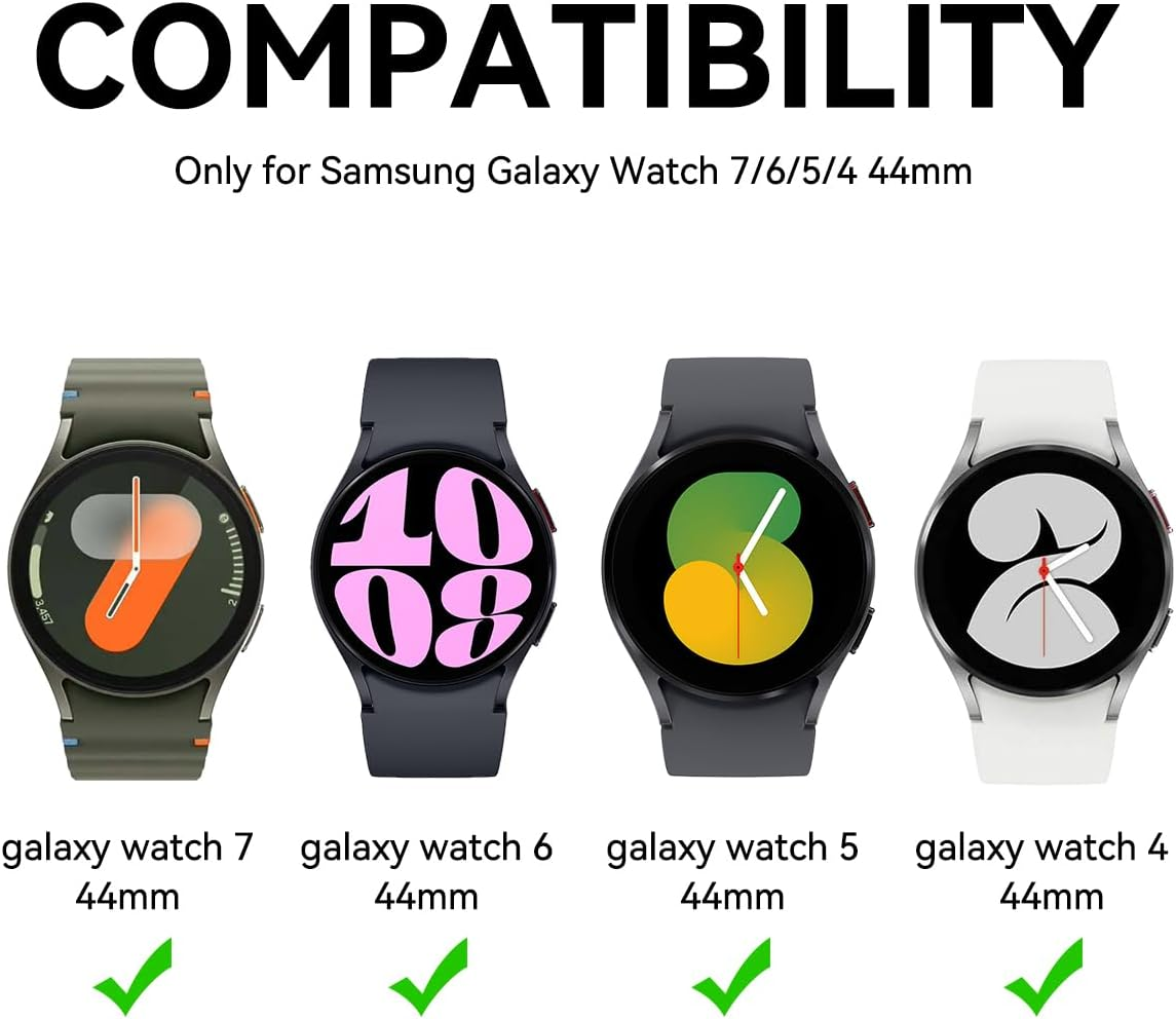 T Tersely (3 Pack) Screen Protector for Samsung Galaxy Watch 7/6/5/4 (44MM), 9H Hardness Tempered Glass Film Guard for Samsung Galaxy Watch image number 6