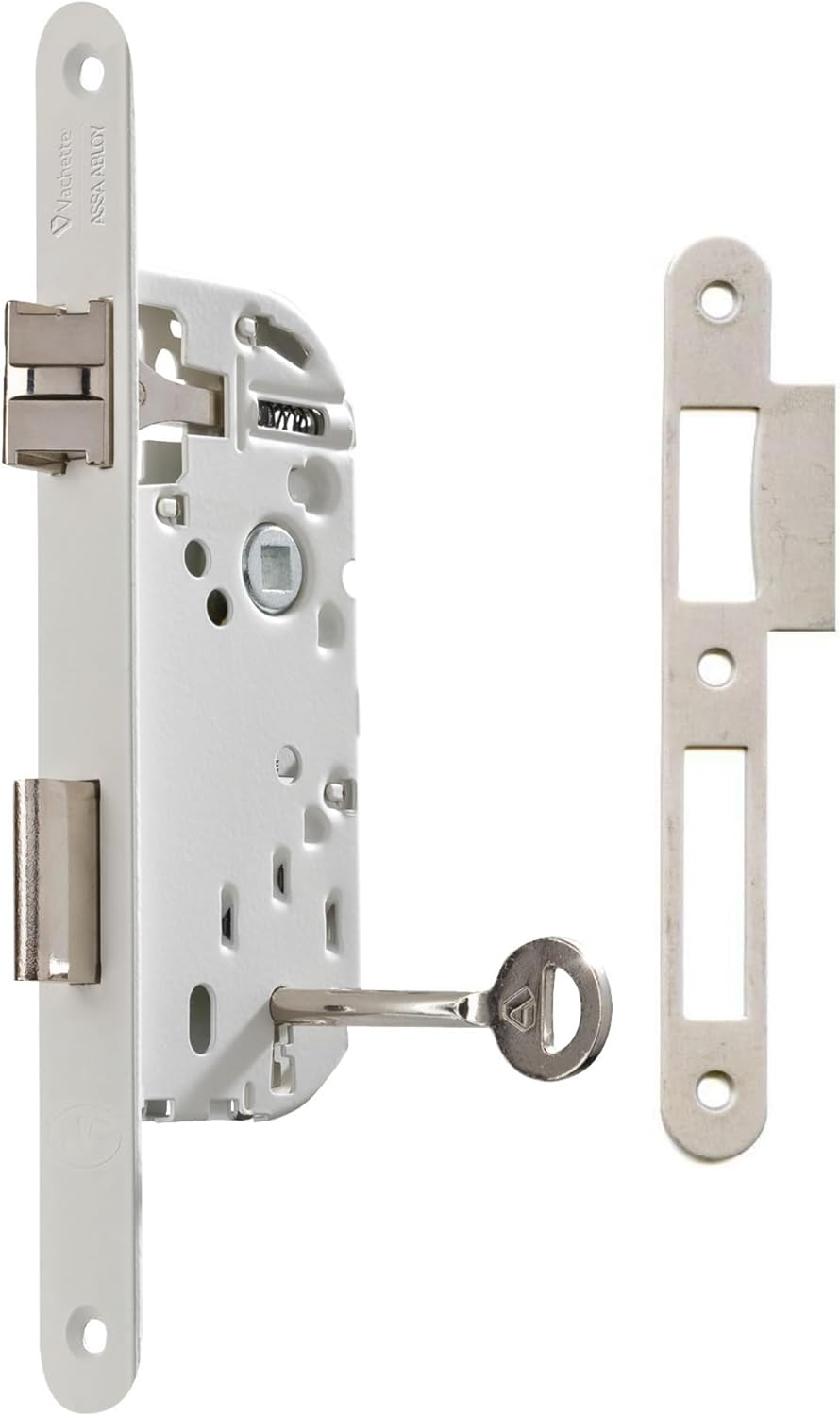 Vachette D25 &ndash; Key Lock, Reversible, White, NF Level 2 Certified | round Ends, 40 Mm Spindle for Bedroom Door image number 5