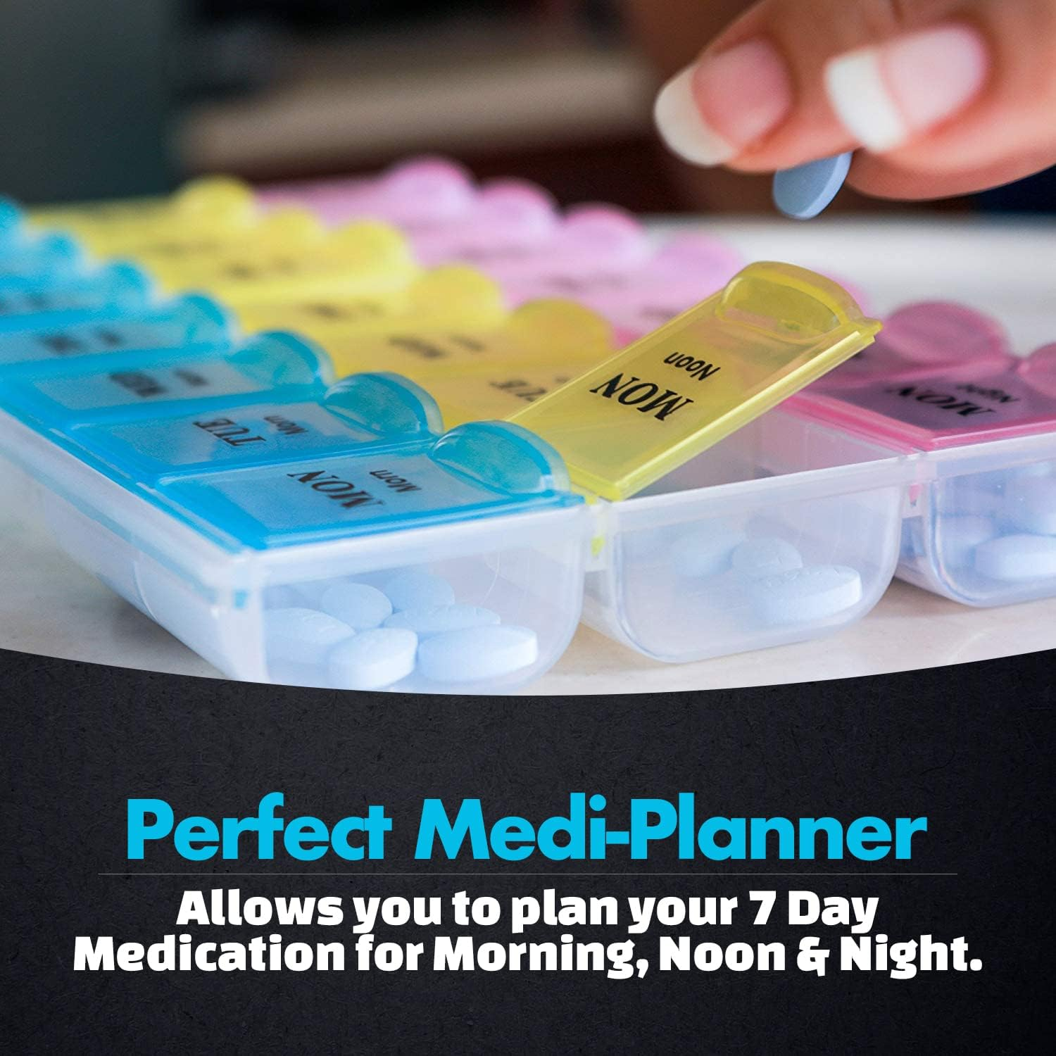 Medca Weekly Pill Organizer, Three-Times-A-Day, 1 Pill Organizer image number 2