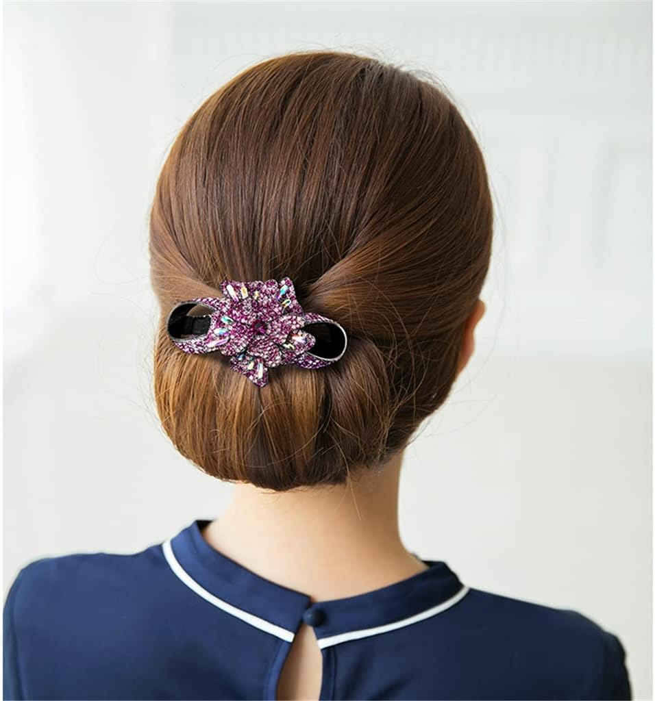 Alligator Clip,Headdress,Hair Clamp,Hairpins,Rhinestone Hairpin Female Korean Flower Clip Headgear Top Clip Hairpin Back Head Plate Hair Head Flower Jewelry (Color : B, Size : 8.7 * 5Cm) image number 1