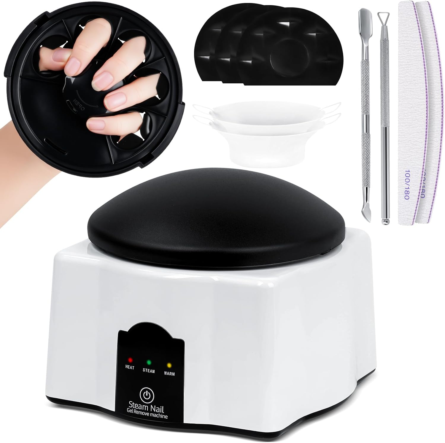 Electric Steam Nail Remover - 36W Upgraded Gel Polish Remover Set, Nail Polish Removal Machine for Gentle Care Hands, Universal for Home and Salons image number 1