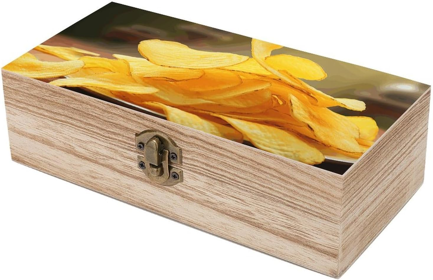 Potato Chips Wooden Box Wood Wedding Keepsake Boxes with Lids Small Decorative Boxes Lightweight Wooden Memory Storage Box for Crafts Keepsakes Jewelry Photo Letter Storage image number 4