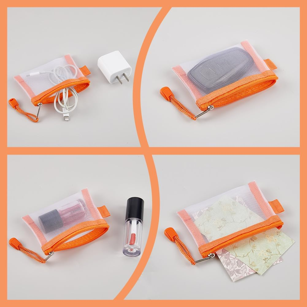 SOFPLATE Pack of 5 3 X 4.5 Inch Mini Mesh Zip Bag Nylon Mesh Cosmetic Bag Pencil Case Portable Make Up/Toiletries Organiser Key Card Holder for Organising Money - Mixed Color image number 2