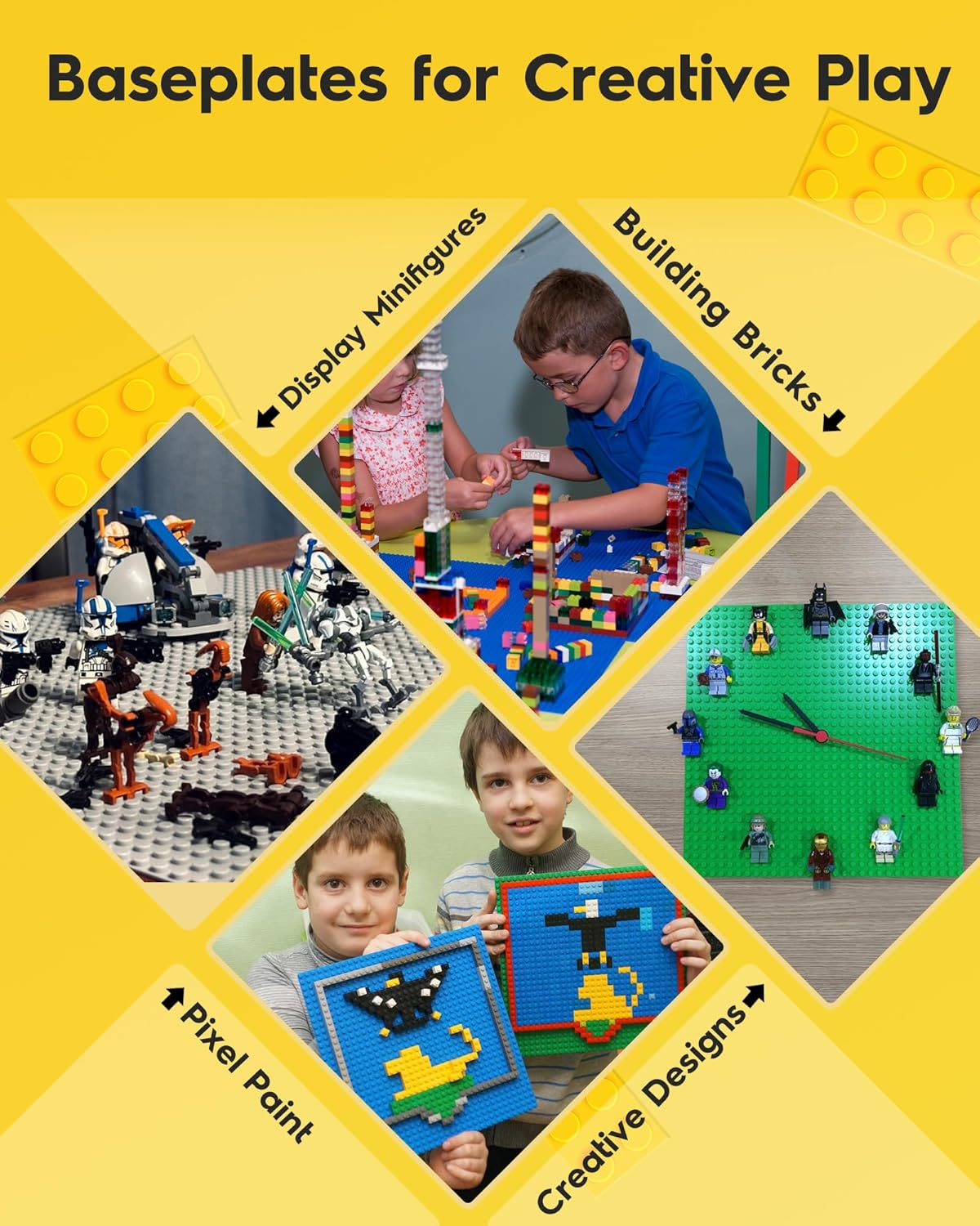 Pokiiulk 10 Pack Classic Baseplates Building Plates for Building Bricks 100% Compatible with All Major Brands-Baseplate, Base Plates Multipack, 10" X 10", Multicolored image number 5