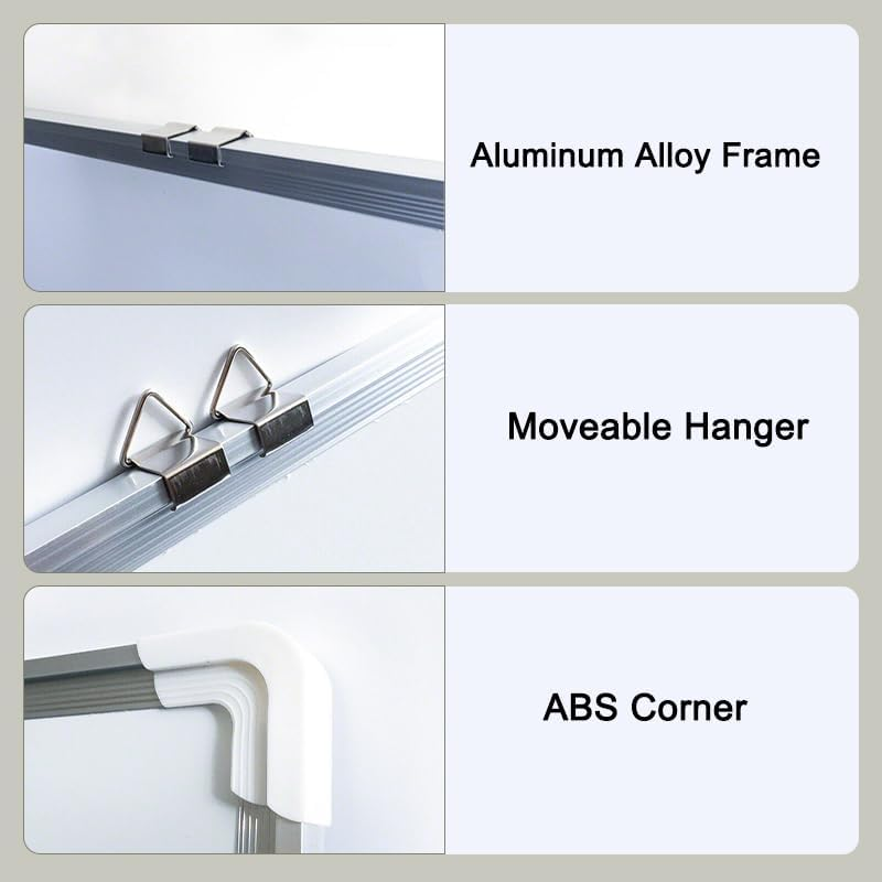 Leona Co Magnetic Dry Erase Board, Wall Mounted Whiteboard, 90 X 60 Cm, Lightweight Portable White Board, Wall Mounted Board for Kids, Home, Office, School with Marker & Eraser & Magnet Buttons image number 5