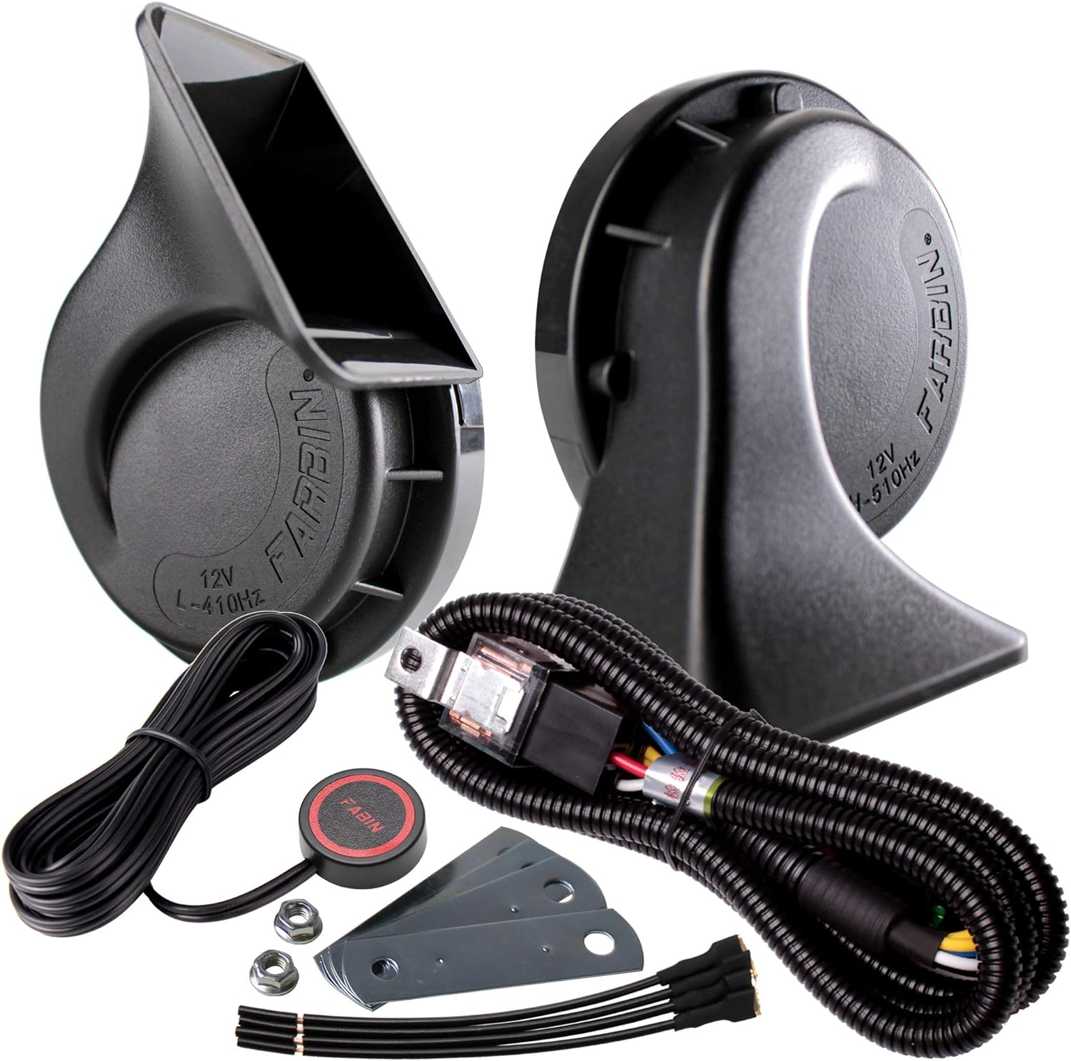 FARBIN Compact Horn 12V Car Horn Tone Waterproof Motorcycle Horn Electric Snail Horn Universal for Any 12V Vehicles (Single Pitched Snail Horn, 12V)