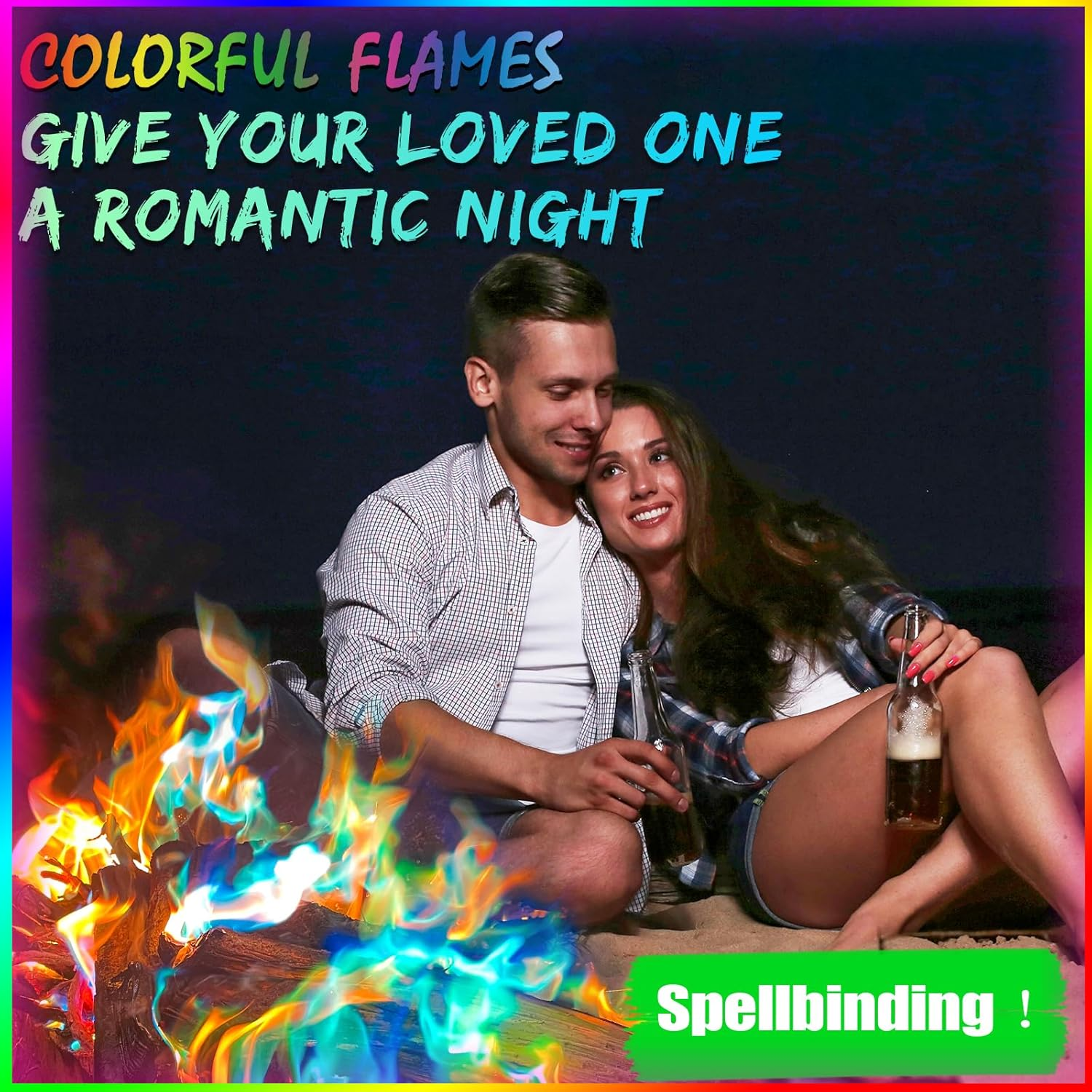 Fire Color Changing Packets [12Pack]，Color Fire Packets for Outdoor Campfires, Fire Pits, Fireplaces, Colorful Flames, Long Burn Time, Safe, Magic for Child image number 4