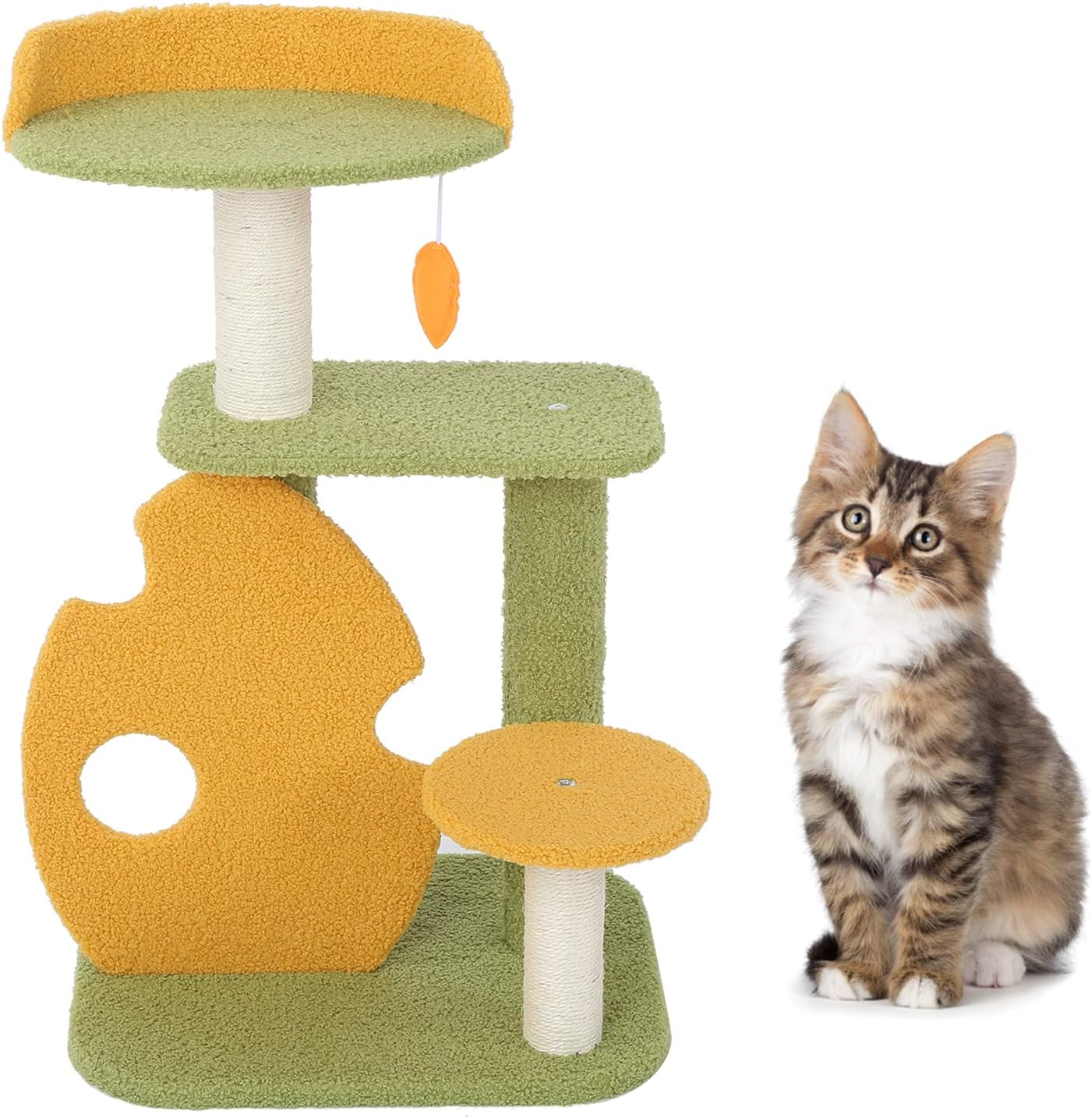 Rain Forest Cat Climbing Tree Multi Tiered Cat Condo with Robust Scratching Posts and Plush Lounging Shelves Perfect for Active Kittens and Adult Cats image number 4