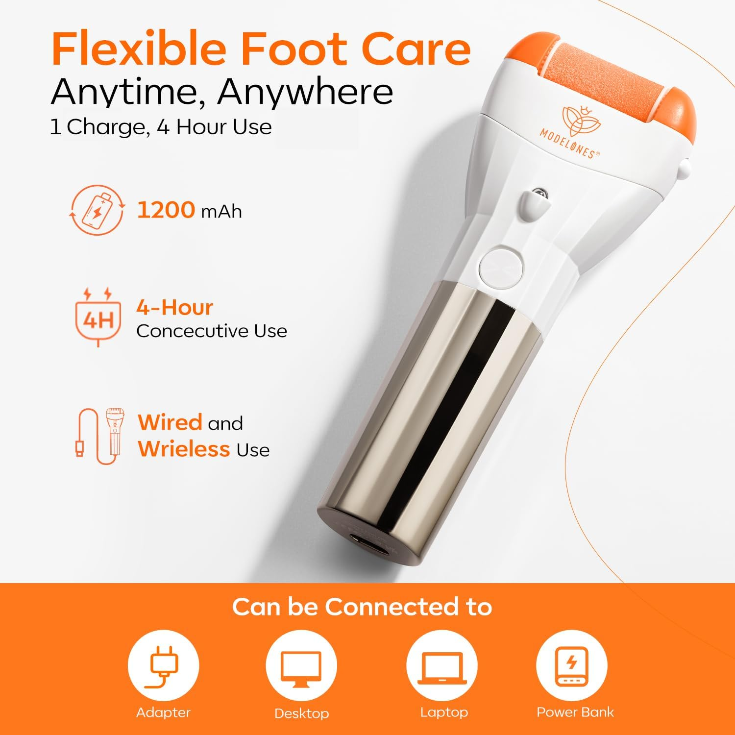 Modelones Electric Callus Remover for Feet, Rechargeable Portable Foot File, Professional Pedicure Tools with 6 Grinding Heads, Removes Dead, Hard Cracked Dry Skin, Electric Foot File Callus Remover