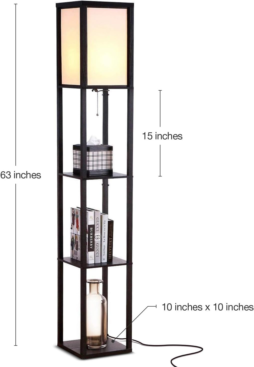 WAMBORY Floor Lamp with Shelves, Modern Standing Shelf Floor Lamp, Display Floor Lamp with 3 Color Temperature Bulb, Corner Display Bookshelf Lamp for Living Room Study Room Office image number 1