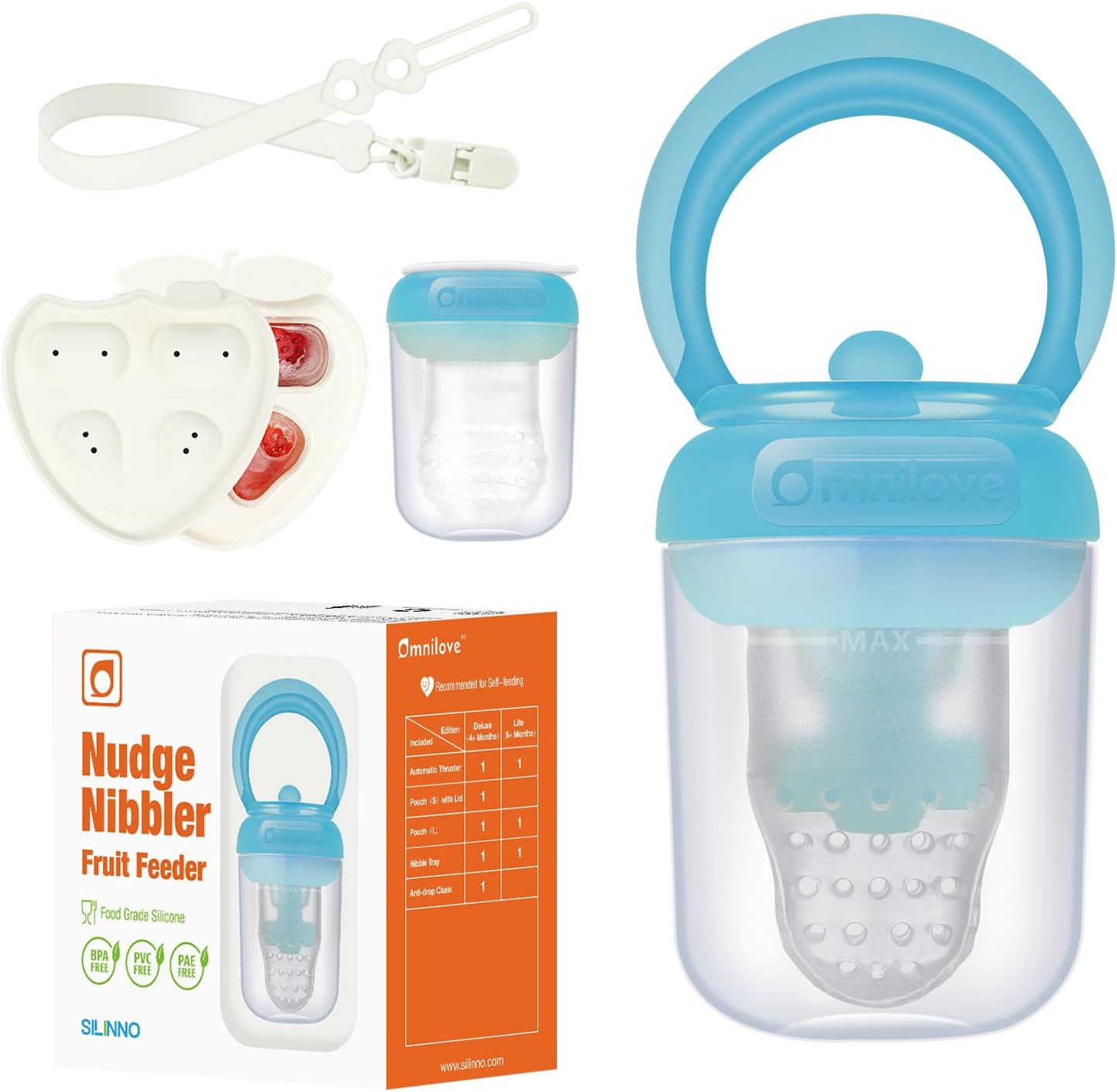 Baby Fruit Feeder & Popsicle Molds Tray Combo, New Born Must Haves and Babies Led Weaning Supplies for Safe Infant Self Feeding, 6+ Month (Pink)