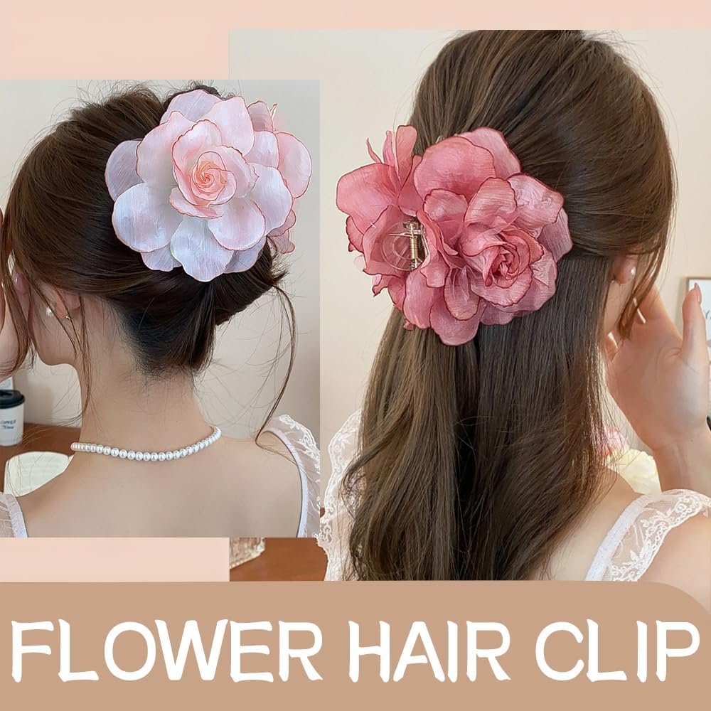 XFSRG Women'S Elegant Flower Hair Clips Large French Hair Pin for Weddings Parties Everyday Hair Accessories Women image number 5