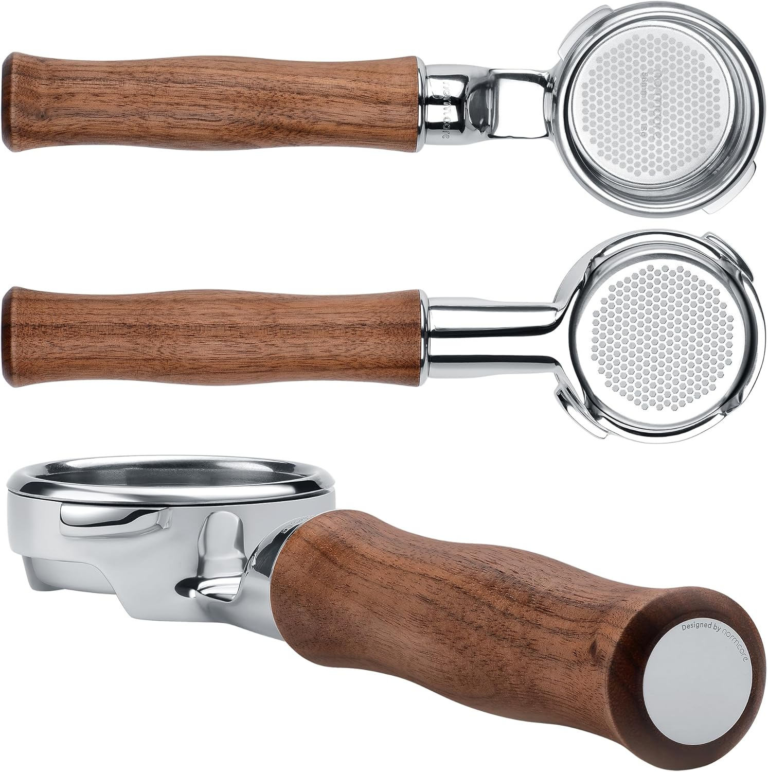 Normcore 58Mm Slim Naked Portafilter with 18G Precision High Extraction Basket, Genuine American Walnut Handle Fits Gaggia Classic Machines image number 5