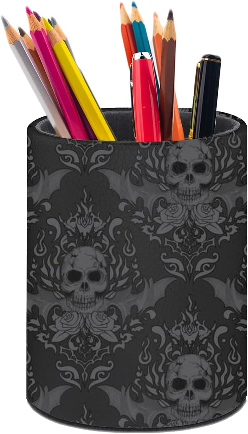 Magic Skull Pen Holder Pencil Organizer Cute Pencil Cup Desk Decor Makeup Brush Holder PU Multifunctional Office Suppliesfor Home Classroom School image number 6