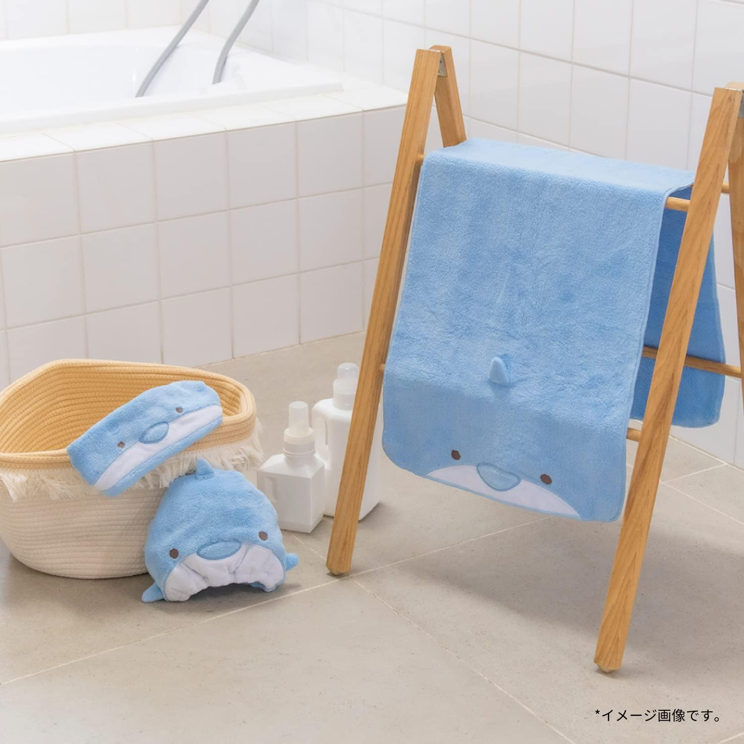 Liv Heart 17813-61 Hair Cap, Animal Towel, Dolphin (Total Length: Approx. 8.7 Inches (22 Cm), Absorbent, Quick Drying, Soft image number 2