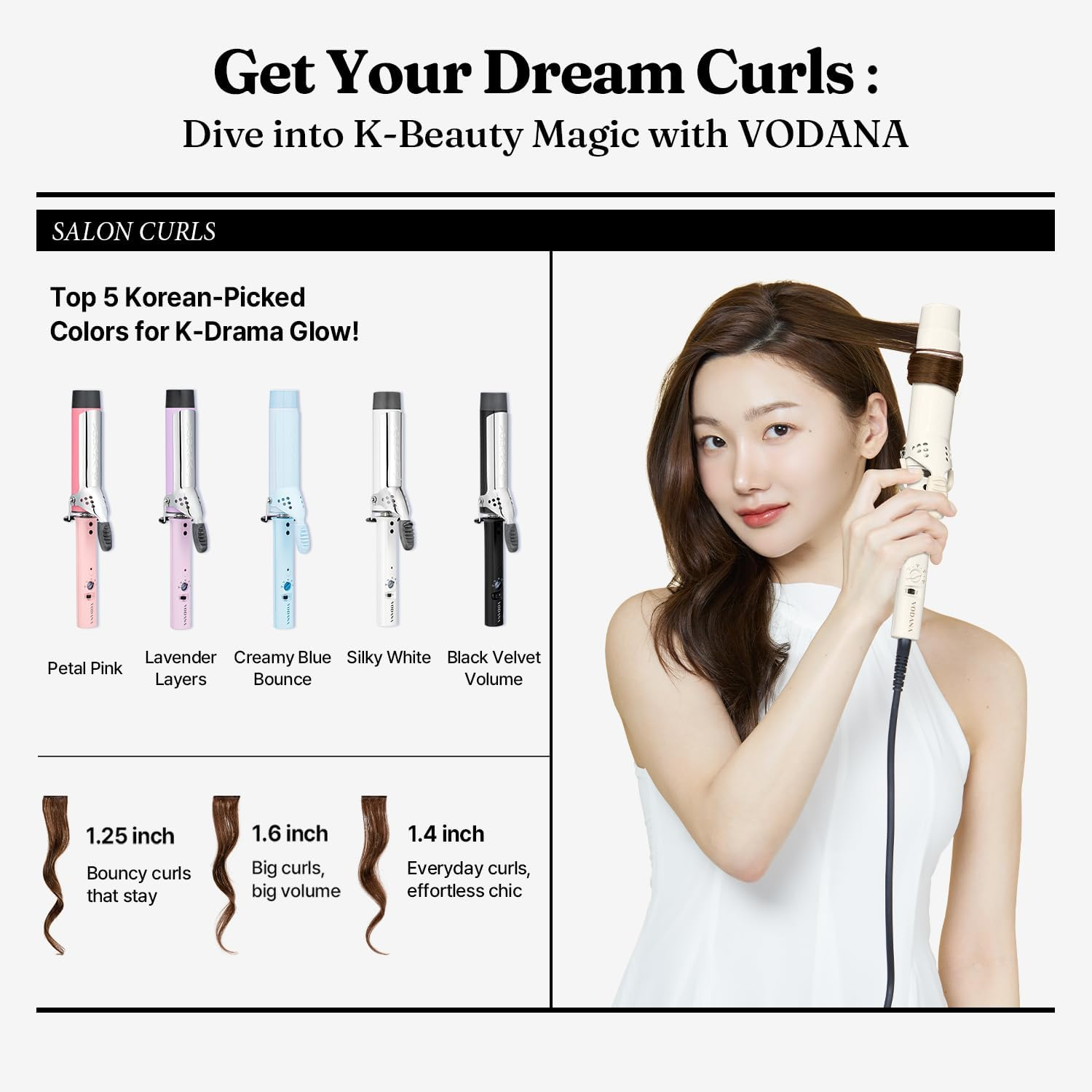 VODANA Professional Glamwave Ceramic Curling Iron, Long-Lasting Natural Curls, Instant Heat, Hair Curler, Curling Wand, Available in USA (1.4 Inch, Pink) image number 5