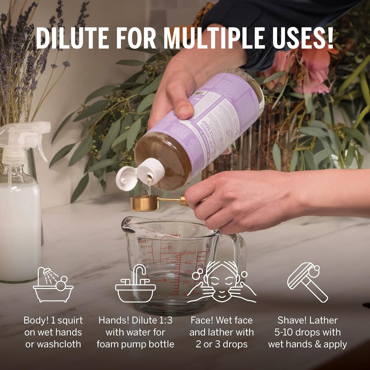 Dr. Bronner'S - Pure Castile Liquid Soap - 18-IN-1 Multi-Functional Soap for Humans, Homes & Pets - Cherry Blossom Scent - 946Ml image number 5