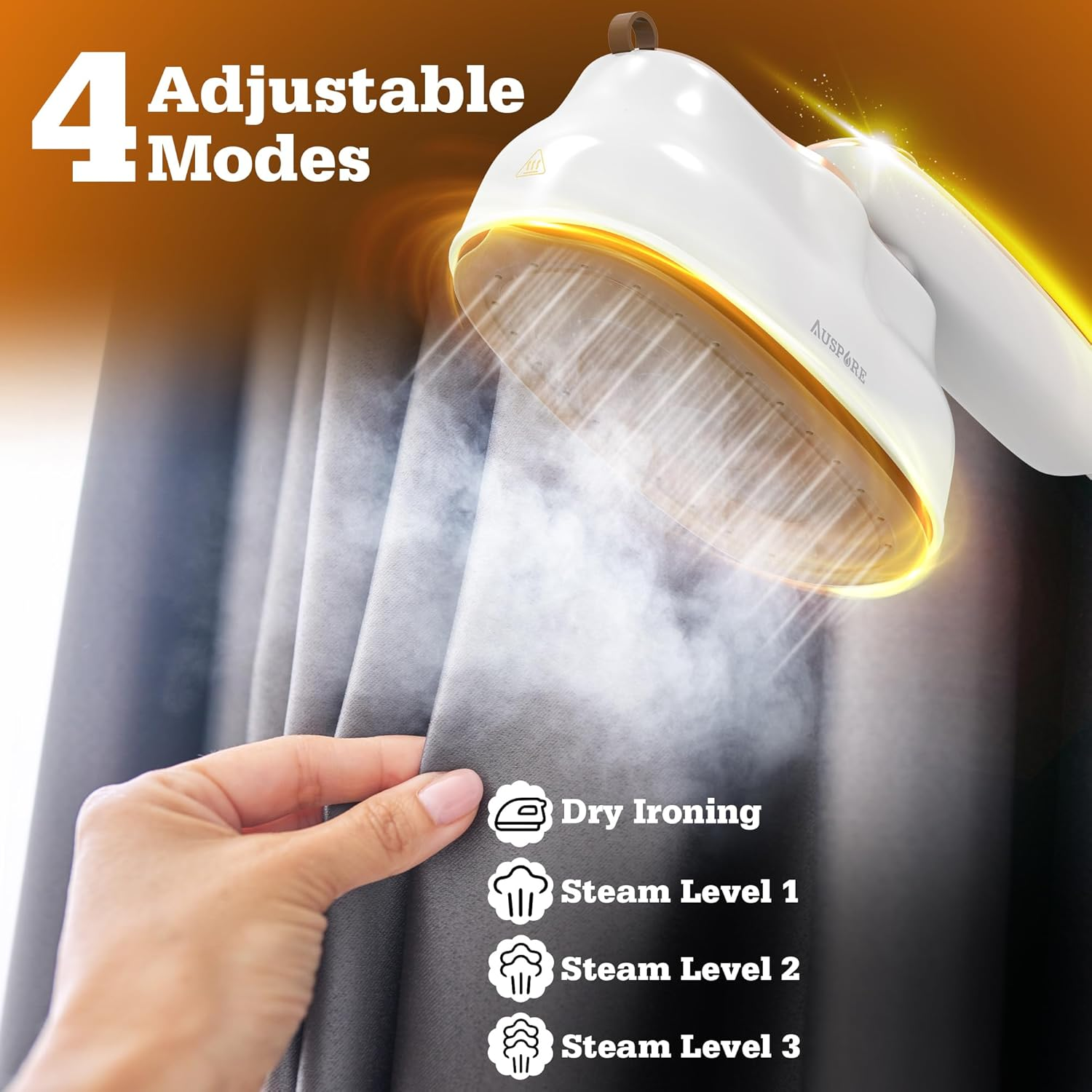 AUSPURE Garment Steamer, 2-In-1 Iron & Clothes Hand Steamer, With, 200Ml Water Tank, 3 Steam Levels, 22G/Min High Steam Output, 1430W, 20Sec Fast Heat-Up, Powerful Wrinkle Removal