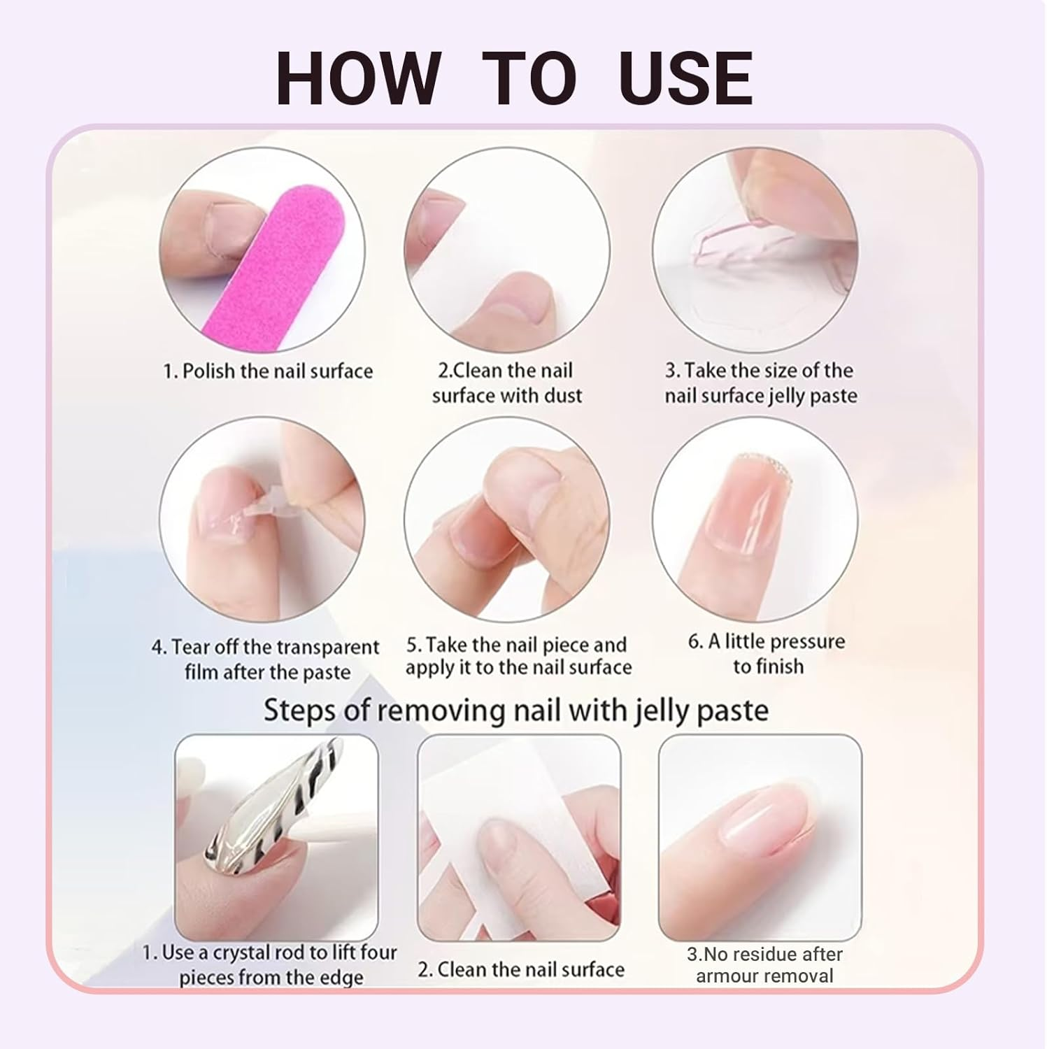 JOWILIN Press on Nails Set, 24 Pcs French Tip Fake Nails with Ultra-Adhesive Jelly Glue and Nails Kit, Long-Lasting over Two Week, Exquisite Reusable False Nails for Women, Girls (White Shell) image number 1