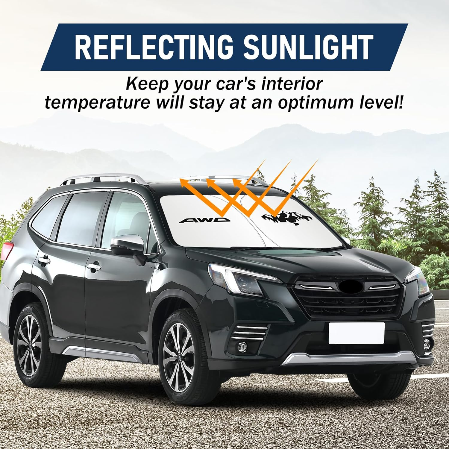 For Subaru Forester Sun Shade 2014-2024 2025, Car Front Window Covers Sun Visor Protector, Foldable Blocks UV Rays Windshield Sunshade for Subaru Forester Accessories