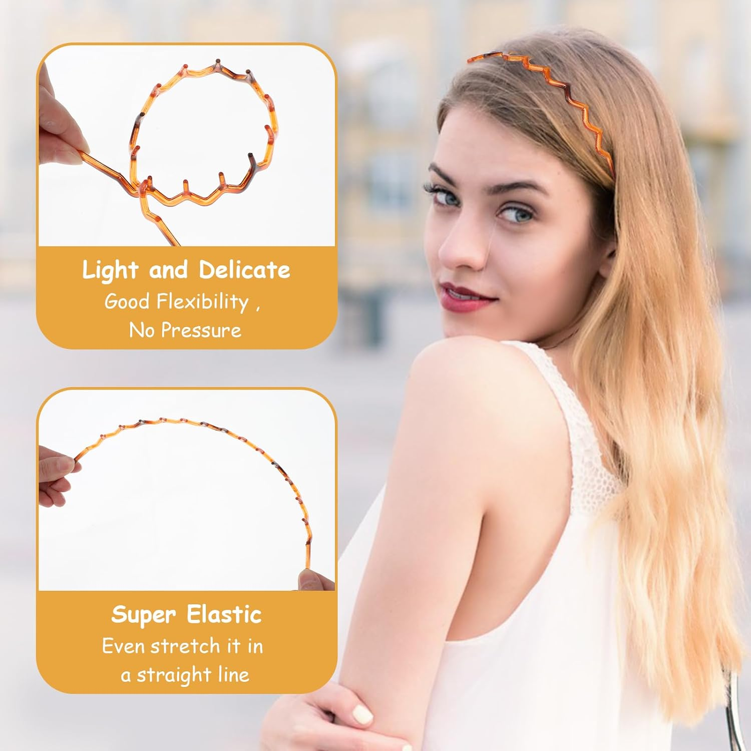 Pack of 4 Zigzag Headbands, Shark Tooth Hair Comb Headband, Wavy Plastic Zigzag Headband, Make up Headband for Women, Sports, Outdoors, Daily image number 6