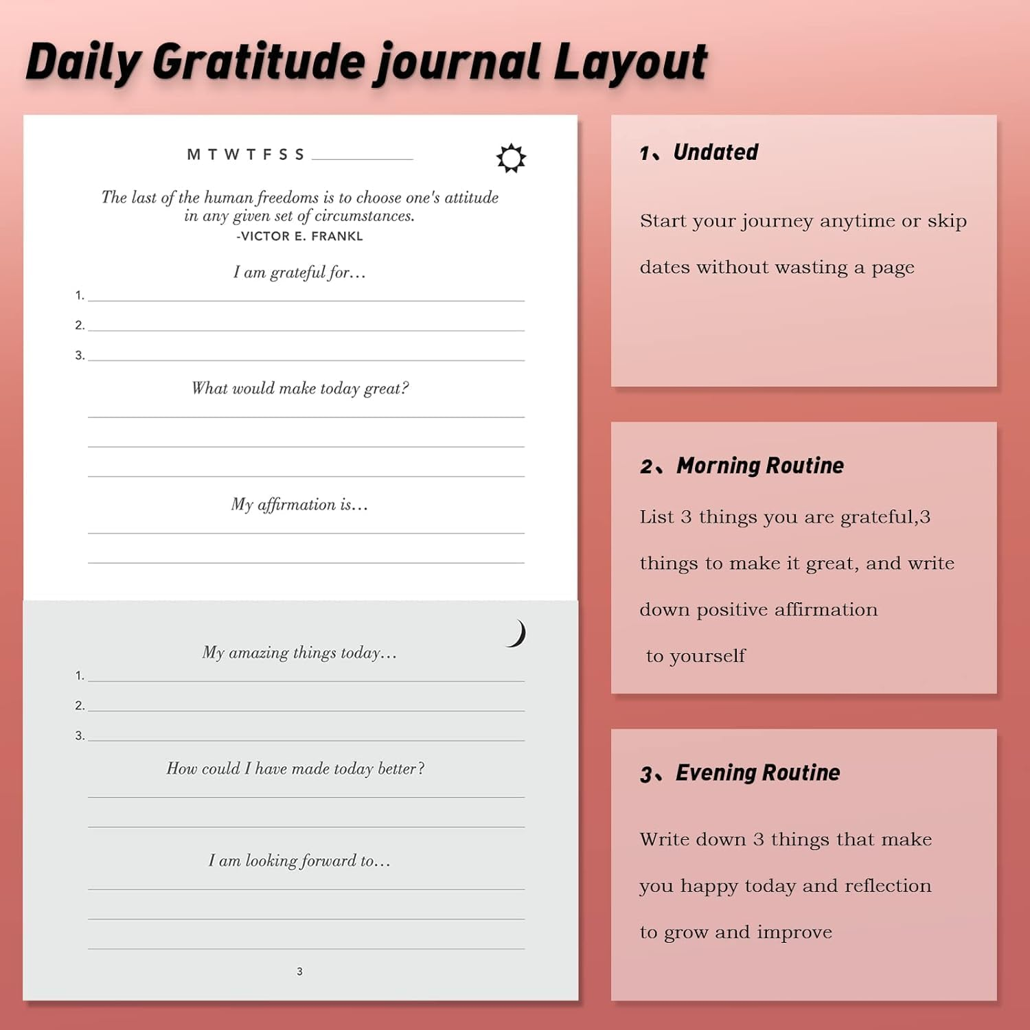 ZKAYX Journal Gratitude Journal a Daily Mindfulness Journal for Self-Reflection and Happiness | Guided Prompts | Inspire Wellness and Growth (Tender Green) image number 4