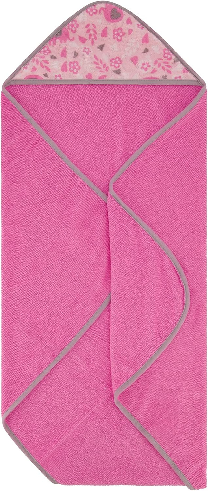 Cudlie Buttons & Stitches Baby Girl 3 Pack Rolled/Carded Hooded Towels in Blooming Elephant Print, GS71729 image number 2