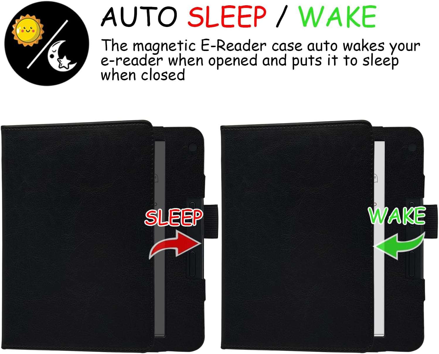 GOVTVA Double Stand Case for 7'' Kobo Libra Colour/Libra 2 Cover with Auto Sleep&Wake/Double Hand Strap/Magnetic Closure Fits Kobo Libra E-Reader (Gentleman Black) image number 2