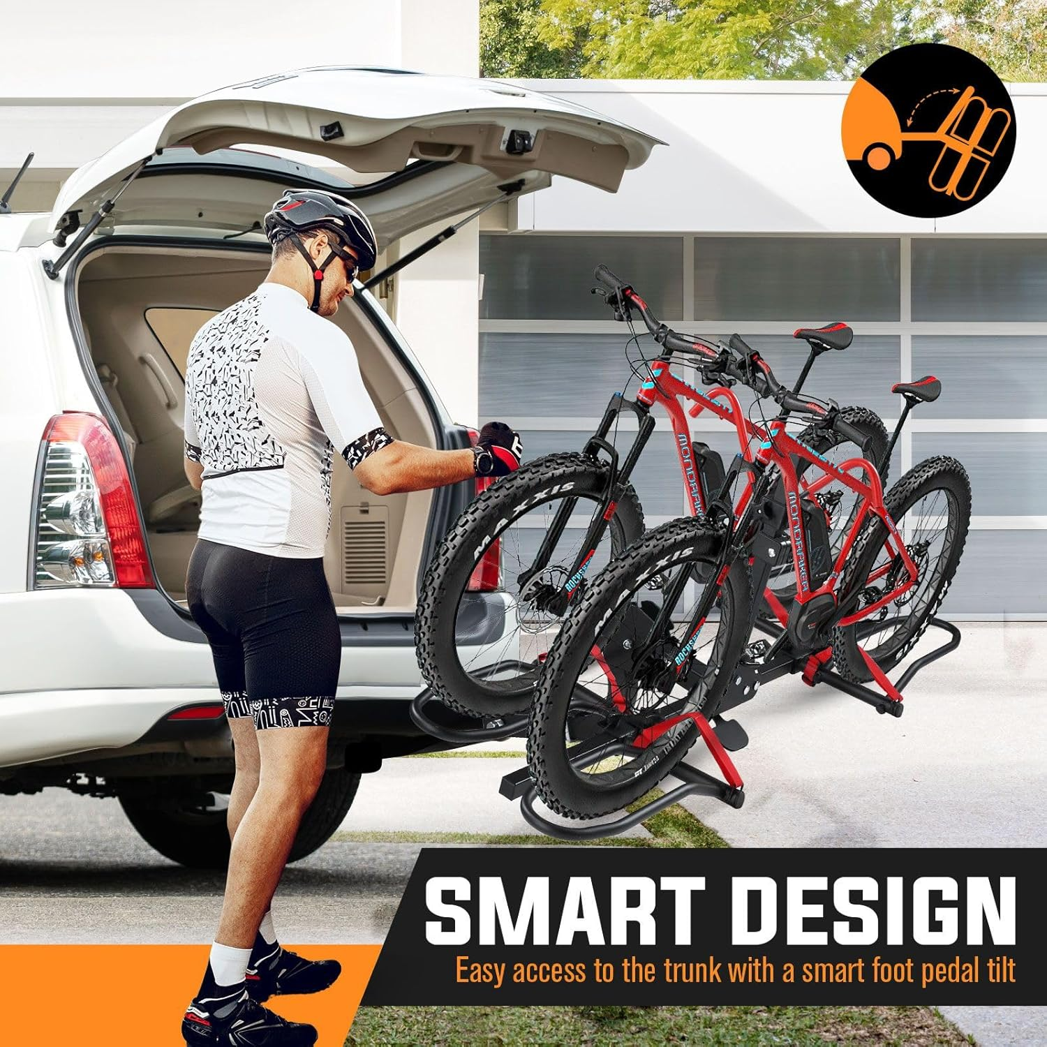 2 Ebike Rack for Car Rear Mountain Bicycle Carrier Mount Stand Storage Holder Platform 2 Inch Foldable Tilt with Lock image number 6