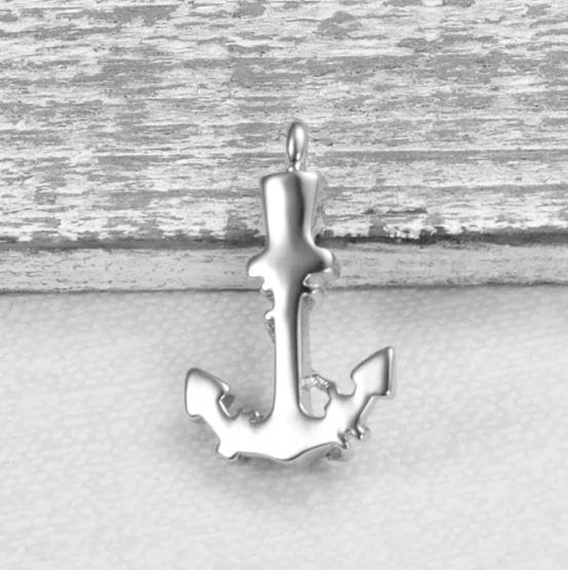 Nanmuc Anchor Urn Necklace for Human Ashes Nautical Necklace Cremation Jewelry Memorial Urn Necklaces for Ashes Keepsake, Stainless Steel, Stainless-Steel image number 1