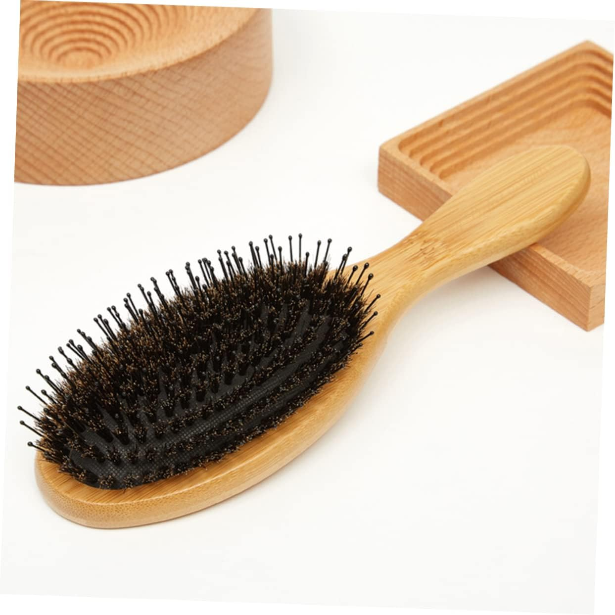 COMPUKAS Solid Wood Comb Hair Brush for Women round Detangling Brush Styling Paddle Comb image number 2