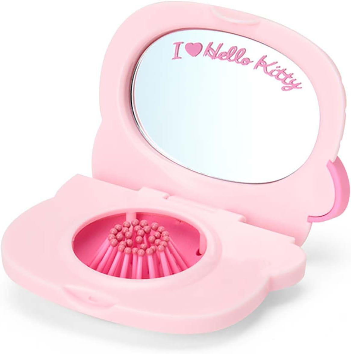Sanrio 365131 Compact Hair Brush with Mirror (I Love Hello Kitty) Hello Kitty Pink image number 3