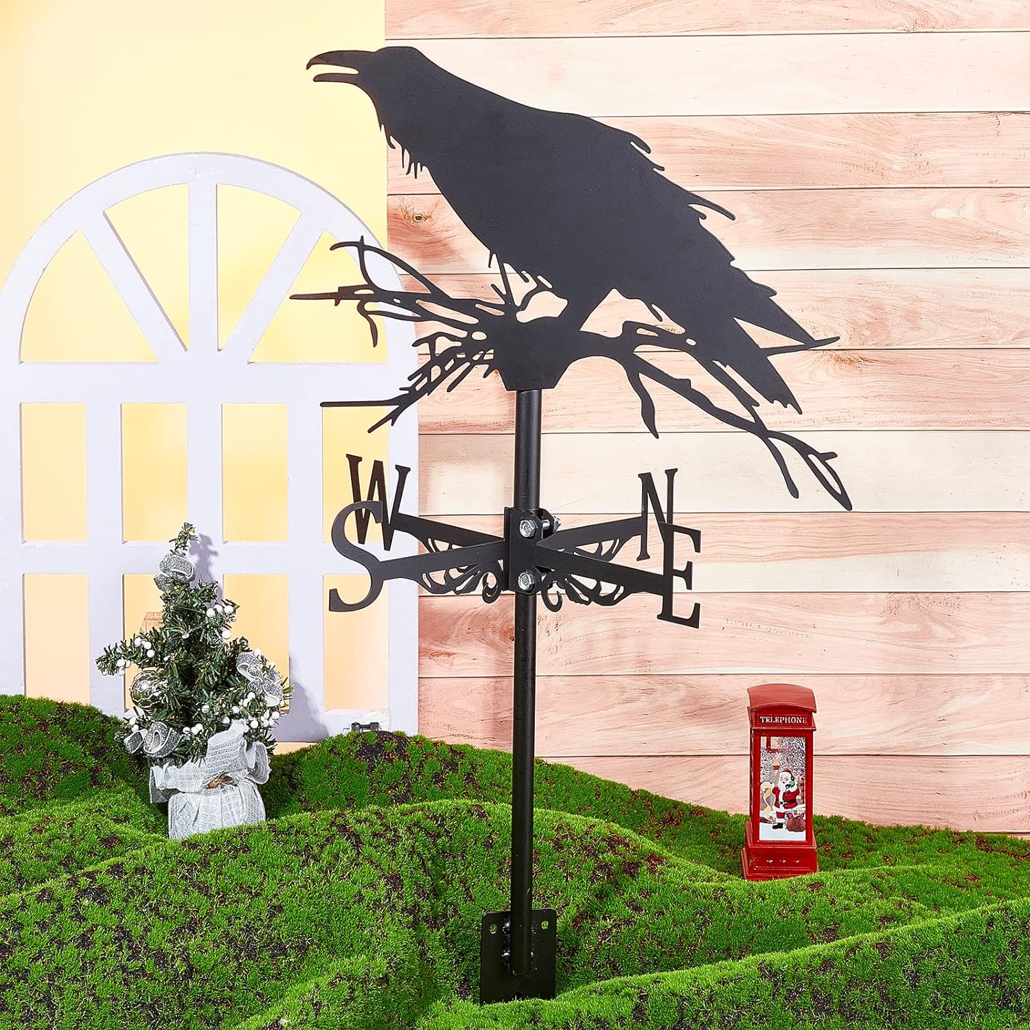 SUPERDANT Crow Weather Vane Black Metal Wind Vanes for outside Weathervane Crow Animal Weathervanes for Yard Garden Decorative Outdoor Farmhouse Farm Barn Sheds Patio Decorations image number 5