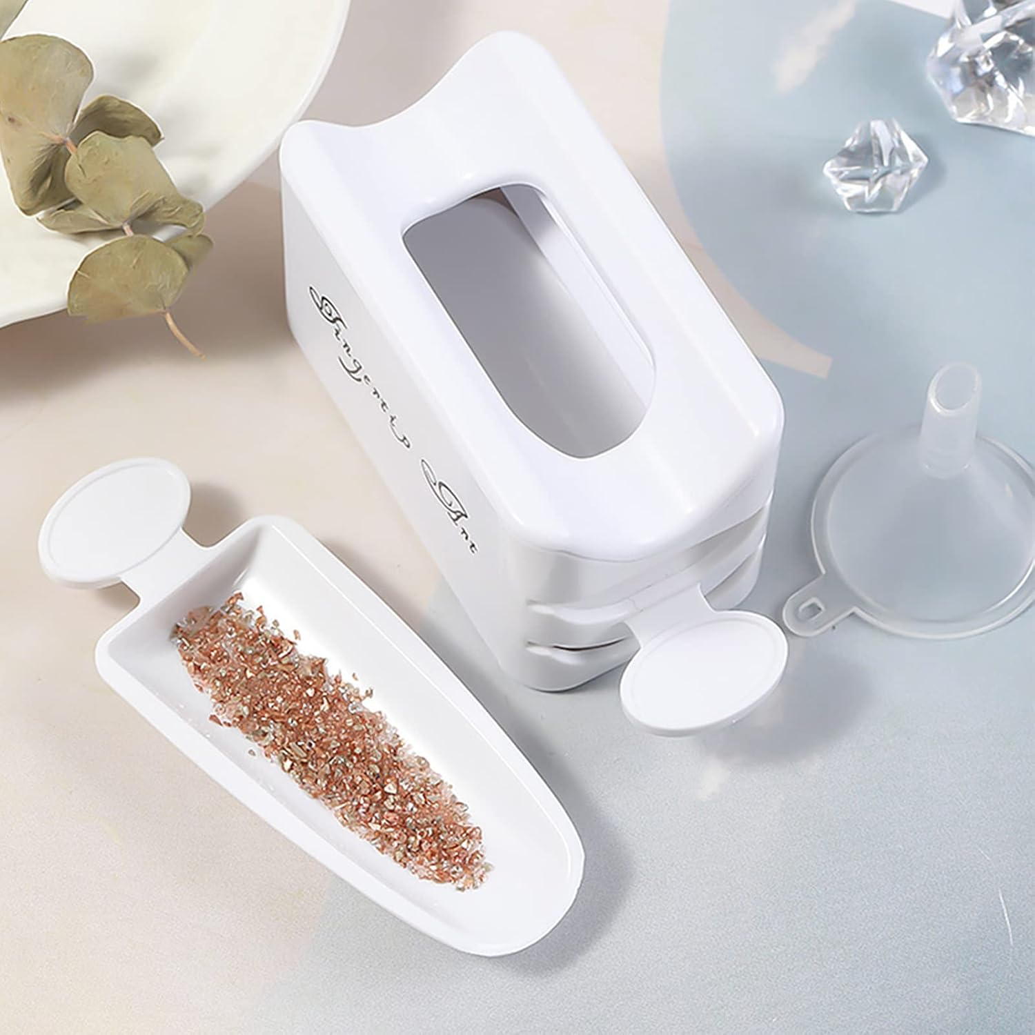 Julycrab Manicure Double-Layer Nail Powder Diamonds Recycling Box Dip Powder Recycling System Portable Dip Powder Container Nail Art Tools image number 6