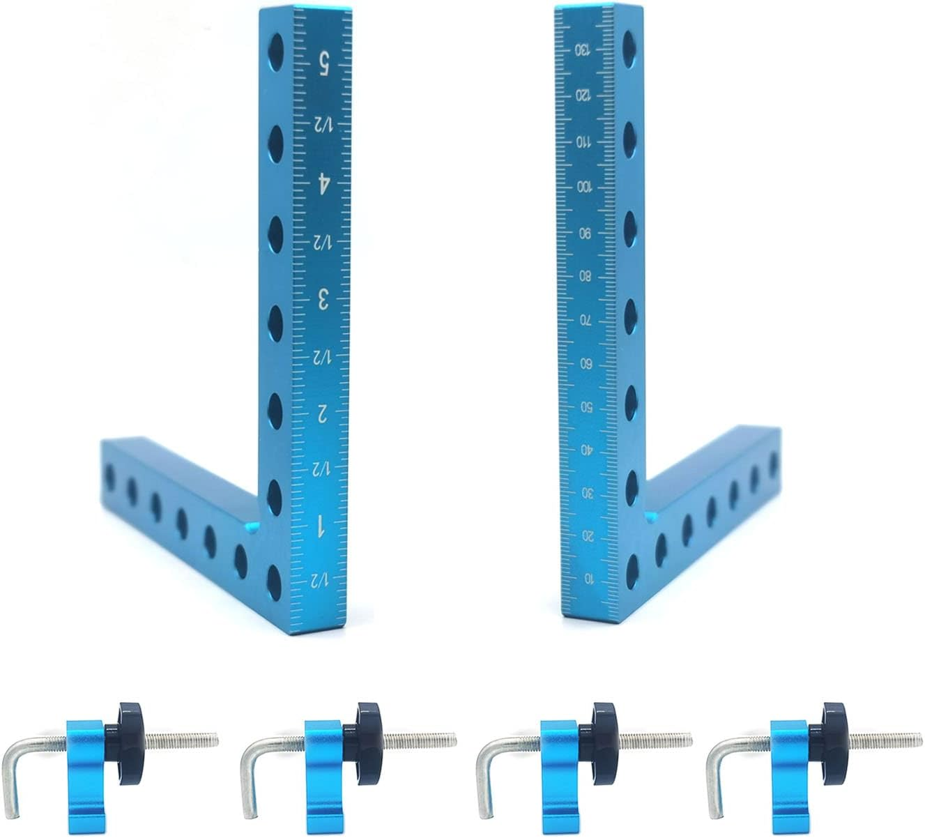 5.5"&times;5.5" 90 Degrees Positioning Squares, Right Angle Squares with 8 Clamps, Aluminium Alloy L-Type Corner Clamp Woodworking Clamping Tool for Picture Frames, Boxes, Cabinets (140Mm X 140Mm)