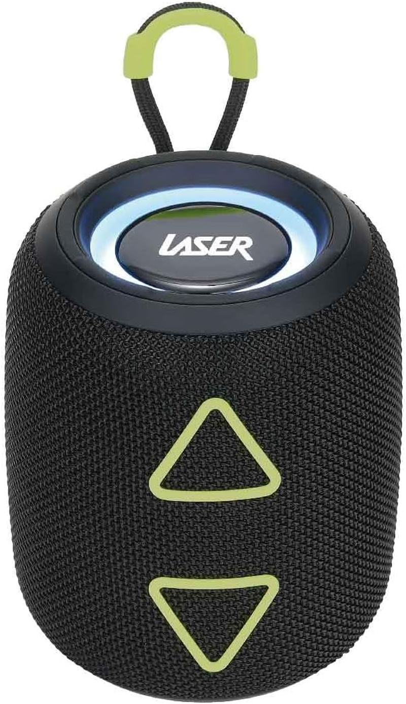 Laser Mini Portable Fabric Bluetooth Speaker, AUX, USB, Microsd, TWS, LED Light Display, Type-C Charging, 1200Mah Battery, up to 2 Hours Playtime, Compact and Lightweight - Black image number 3