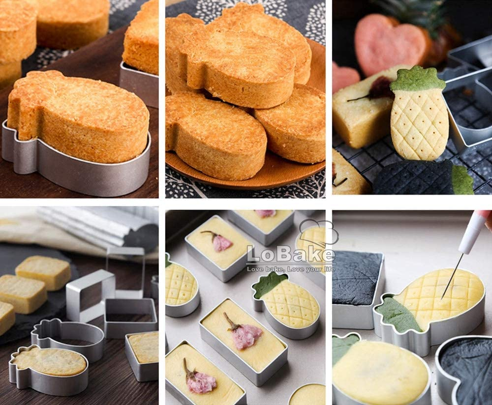 2.1Cm Height Lengthened Rectangle Aluminium Pineapple Cake Mold Stainless Steel Press Stamp Fondant Cookie Biscuit Molds DIY image number 3