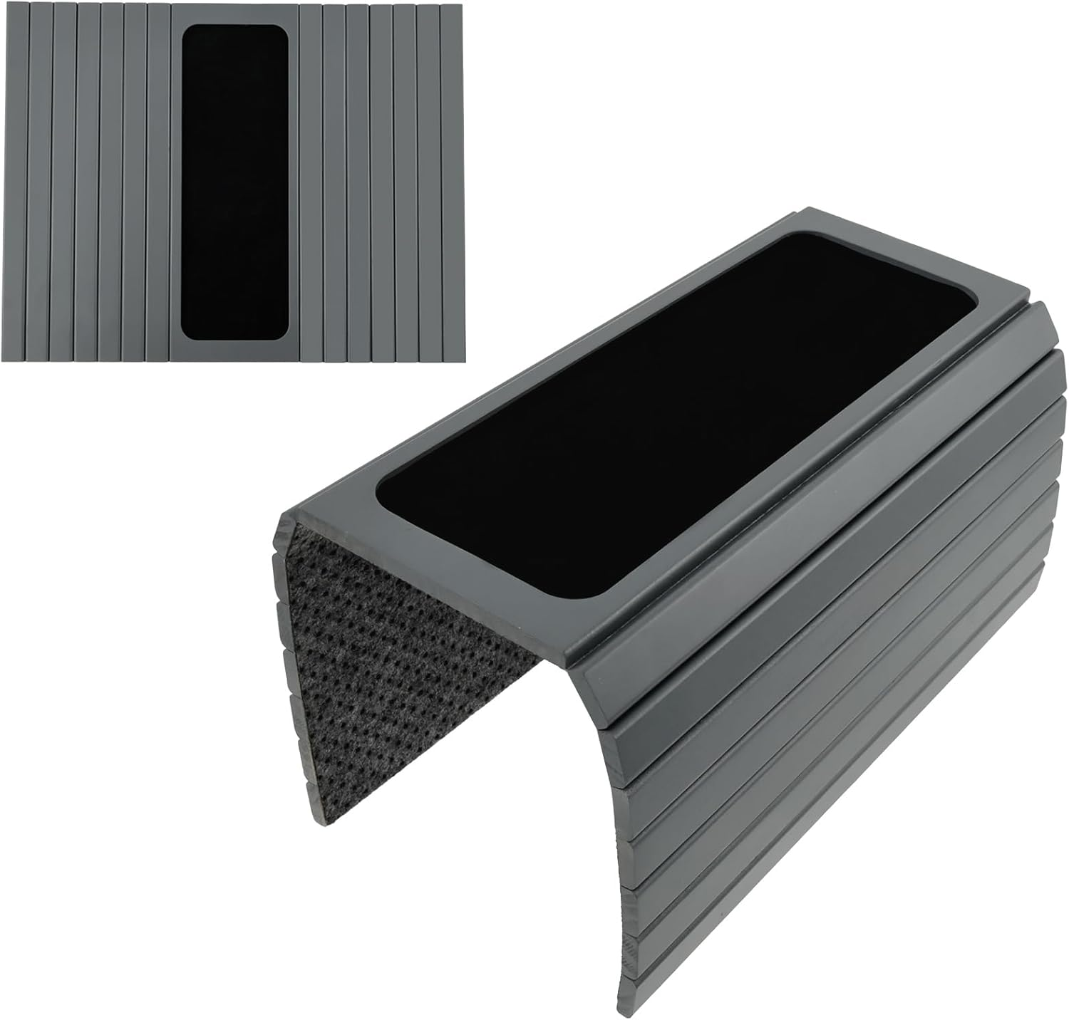 Sofa Arm Tray Wooden Sofa Tray Foldable Sofa Arm Table Tray No Assembly Couch Arm Table Flexible Sofa Tray Multifunctional Chair Armrest Table Couch Armrest Tray for Eating Drinks Snacks (Light Gray)